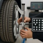 Hjulinställningsscanner för mätning av radon i däckverkstad